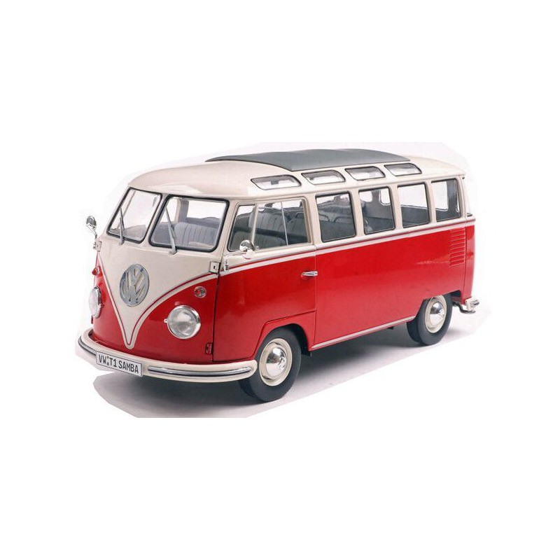 VW T1 Samba '62, (rood/wit) - 1:18 - Solido