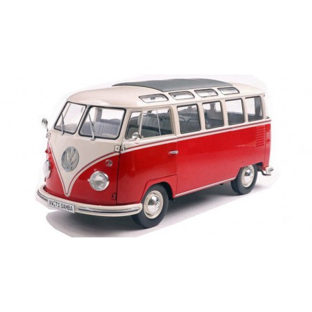 VW T1 Samba '62, (rood/wit) - 1:18 - Solido