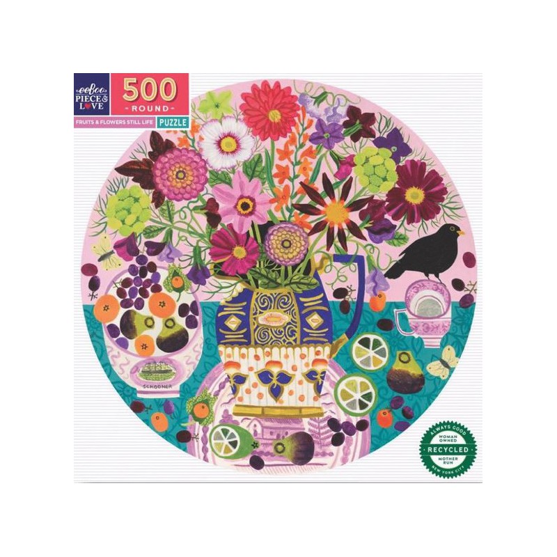 Fruits & Flowers Still Life, Eeboo 500XL stukjes  ronde puzzel
