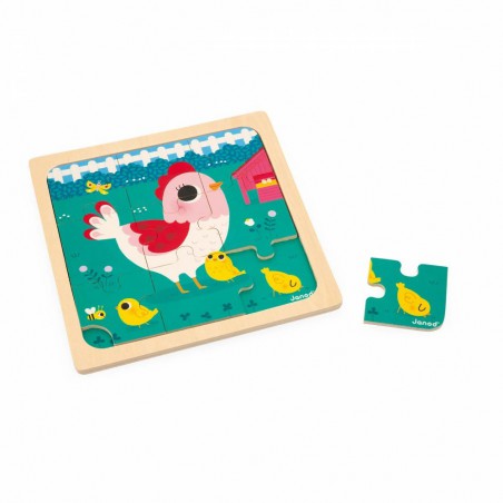 Janod, Kip Henriette, 9 stukjes puzzel Janod, Kip Henriette, 9 stukjes puzzel