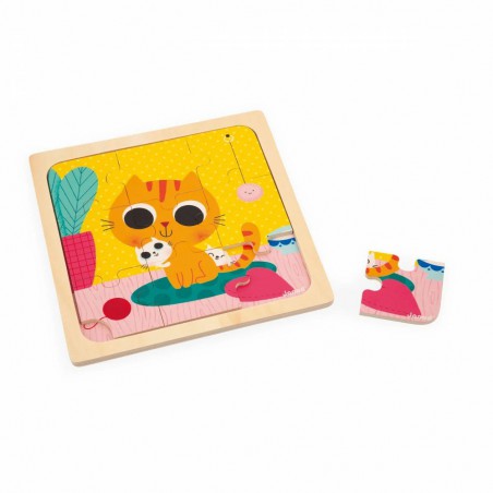 Janod, Kat Peanut, 9 stukjes puzzel Janod, Kat Peanut, 9 stukjes puzzel