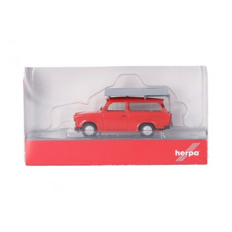 Trabant 601 S Universal + daktent (rood) 1:87, Herpa