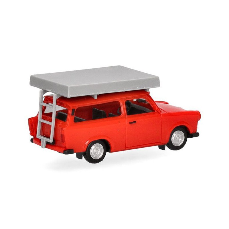 Trabant 601 S Universal + daktent (rood) 1:87, Herpa