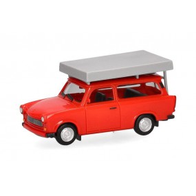 Trabant 601 S Universal + daktent (rood) 1:87, Herpa