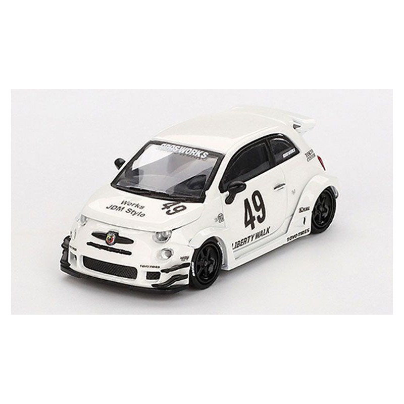 Fiat 595 Abarth LB-Works X Abas Works Gara Nr.49 '24 (Wit)1:64, Mini GT