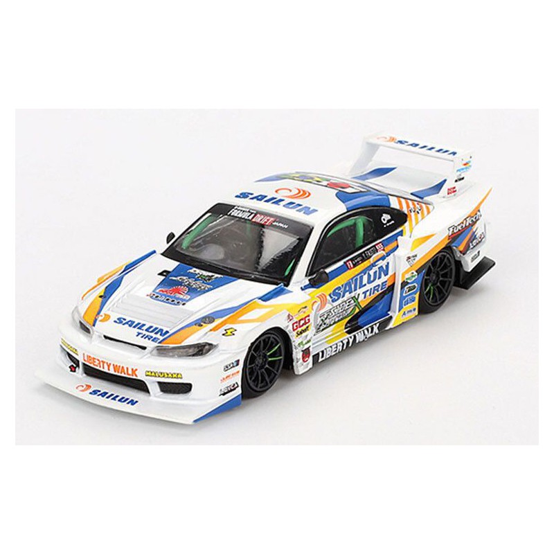 Nissan Silvia S15 LB-Super Silh. Nr.555 Form. drift Japan '23 (Wit) 1:64, Mini GT