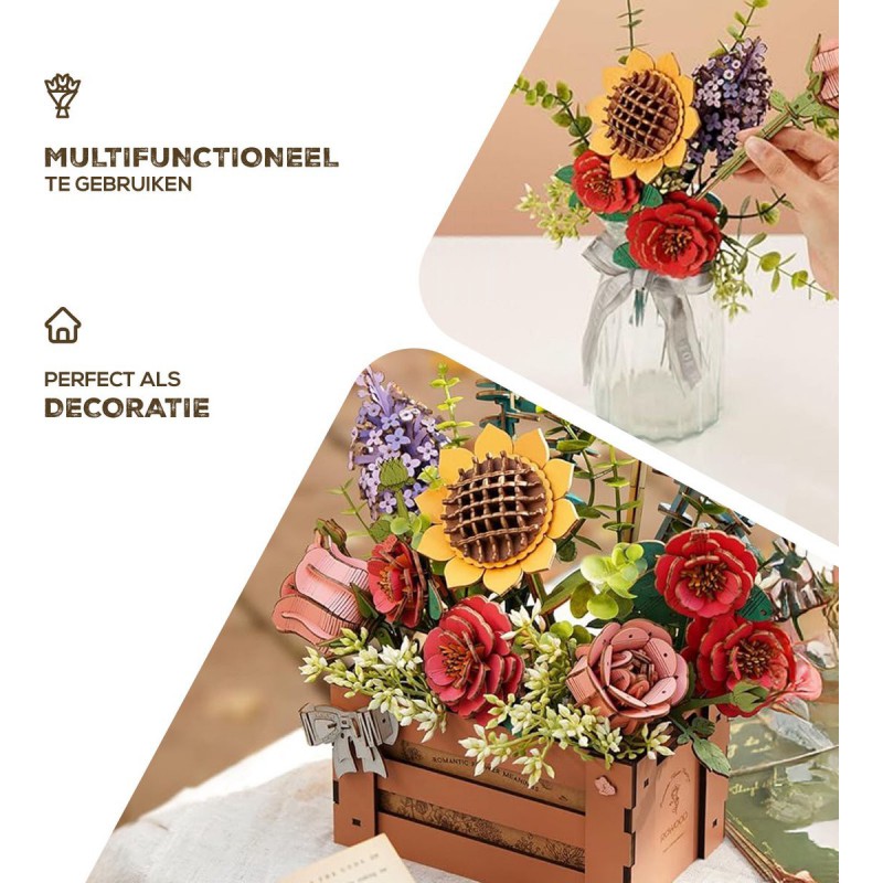 Houten bloemen kistje Wooden Bloom Box, Wooden bloom craft, Rowood Robotime