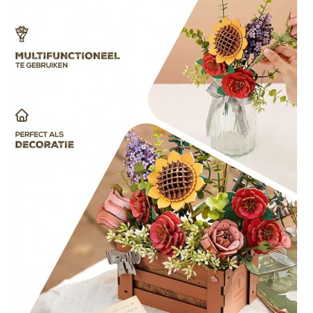 Houten bloemen kistje Wooden Bloom Box, Wooden bloom craft, Rowood Robotime