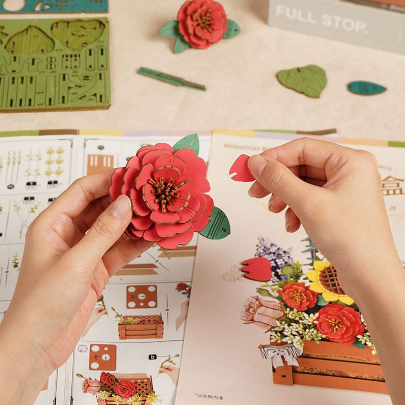 Houten bloemen kistje Wooden Bloom Box, Wooden bloom craft, Rowood Robotime