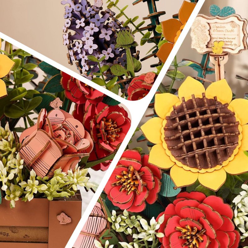 Houten bloemen kistje Wooden Bloom Box, Wooden bloom craft, Rowood Robotime
