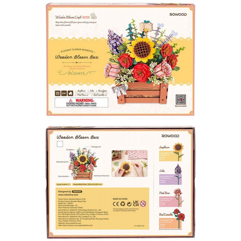 Houten bloemen kistje Wooden Bloom Box, Wooden bloom craft, Rowood Robotime