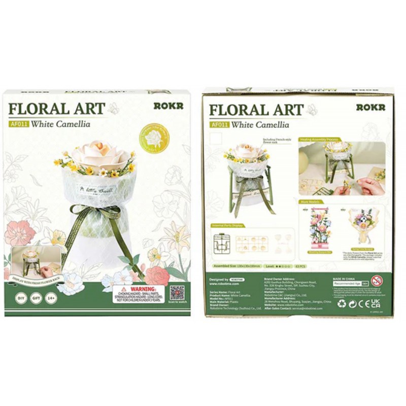 Floral art: White Camellia, Rokr 3D puzzel, Rokr