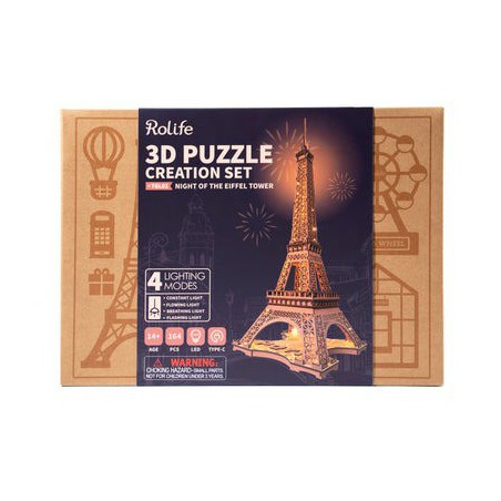 Night of the Eiffel Tower, DIY mechanisch houtwerk, Rolife Night of the Eiffel Tower, DIY mechanisch houtwerk, Rolife