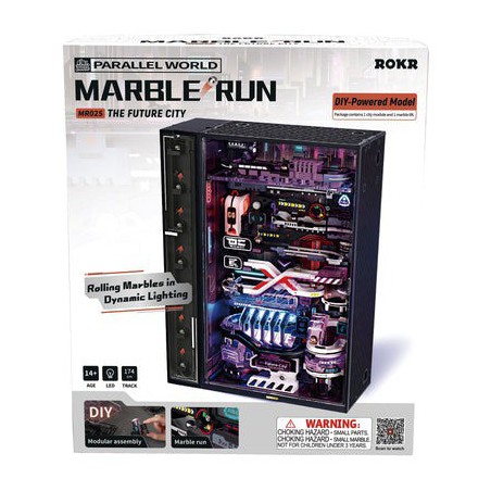 Marble Run The Future City, DIY mechanisch houtwerk knikkerbaan, Rokr