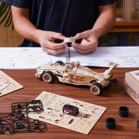 Racing Car, DIY mechanisch houtwerk, Rokr