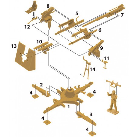 8.8 cm FLAK 37 AA gun with crew, 1:72, Italeri