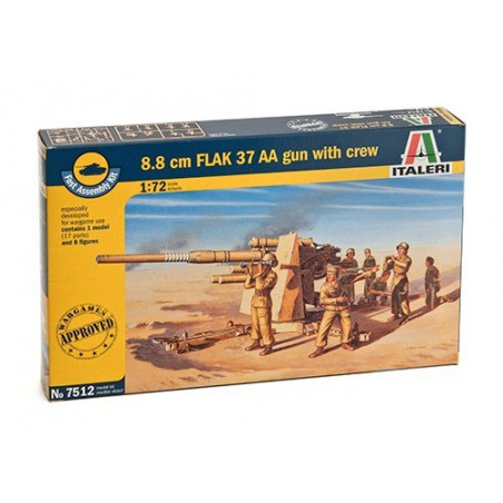 8.8 cm FLAK 37 AA gun with crew, 1:72, Italeri