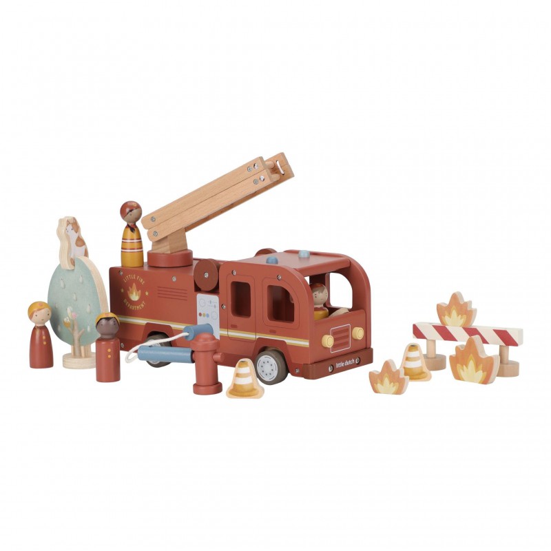 Brandweerwagen set met figuren FSC - Little Dutch