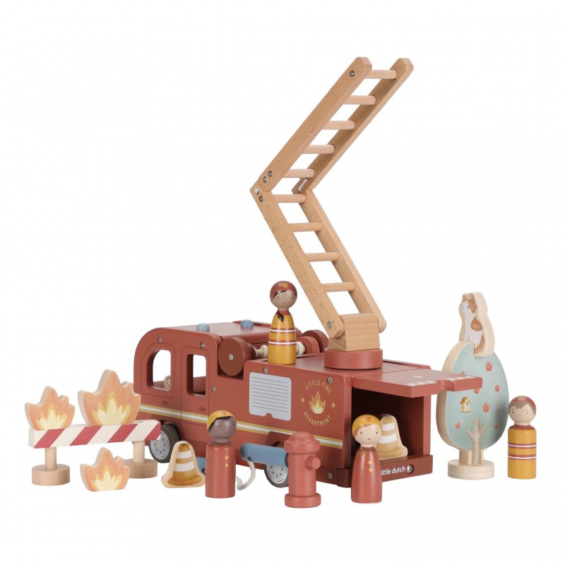 Brandweerwagen set met figuren FSC - Little Dutch