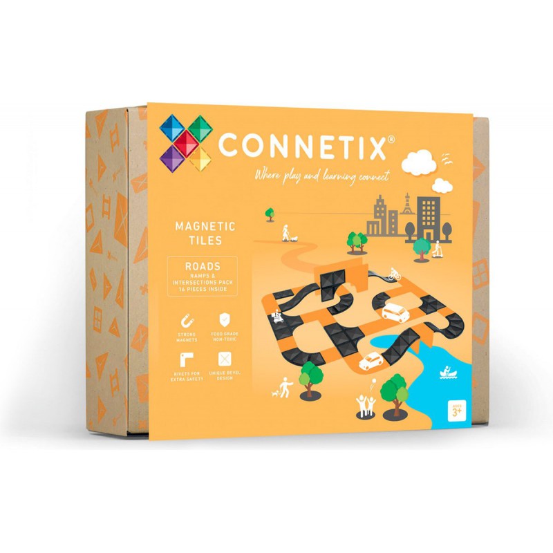 Connetix - Wegen, hellingen en kruispunten, 16 stuks