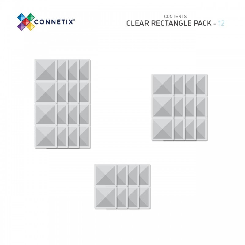 Connetix - Transparante rechthoek set, 12 stuks
