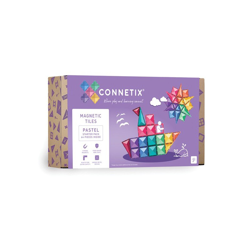 Connetix - Pastel starterset, 64 stuks