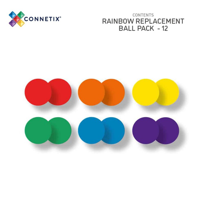 Connetix - regenboog knikkerbaan ballen, 12 stuks