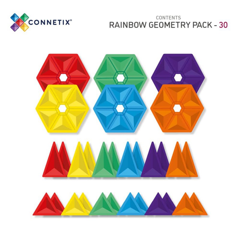 Connetix - regenboog geometrie set, 30 stuks