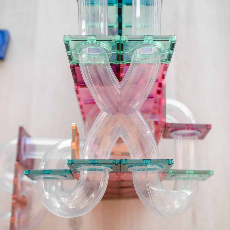 Connetix - Pastel knikkerbaan uitbereidingsset, 80 stuks