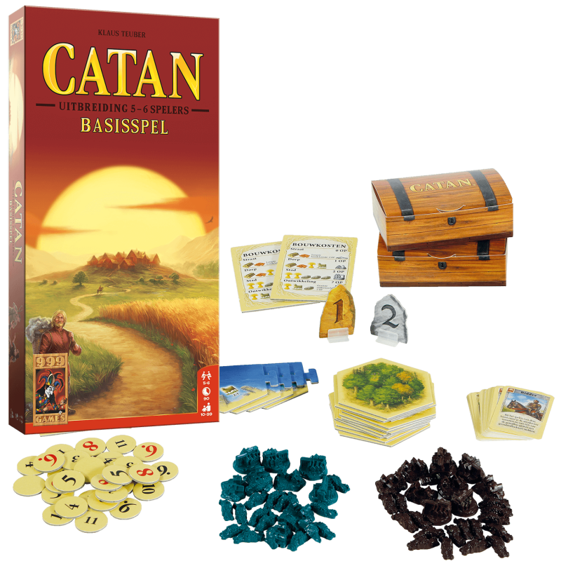 De Uitbreidingsset op de basisset voor 5 of 6 spelers