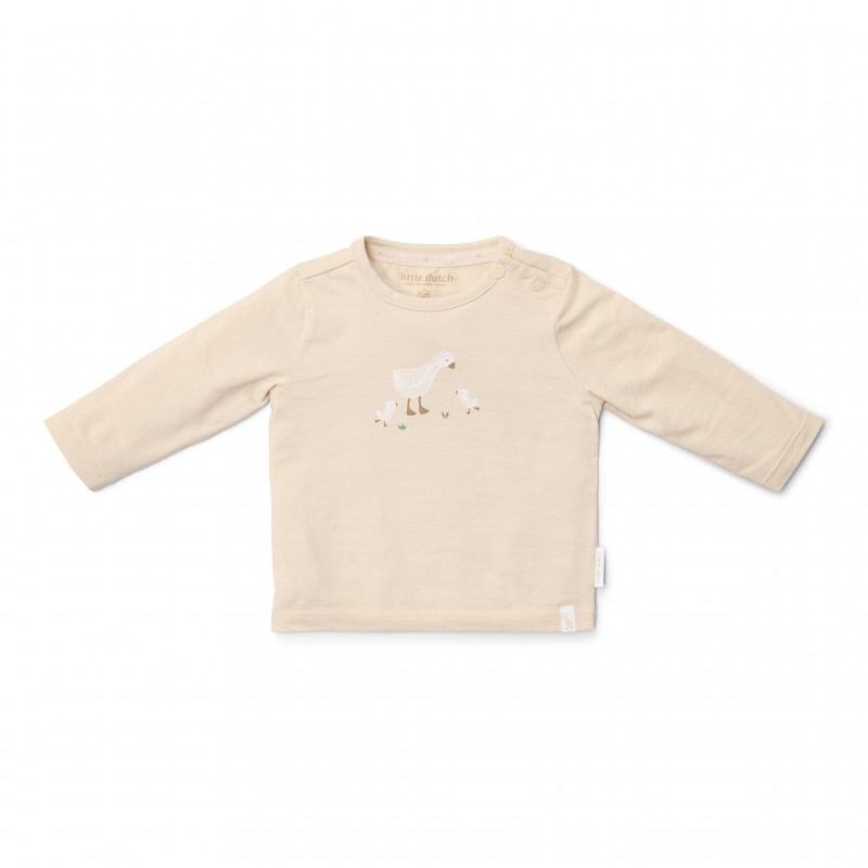 T-shirt lange mouw, zand -  Little Goose, Little Dutch