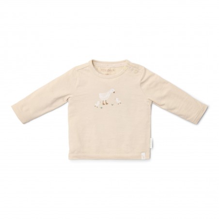 T-shirt lange mouw, zand -  Little Goose, Little Dutch