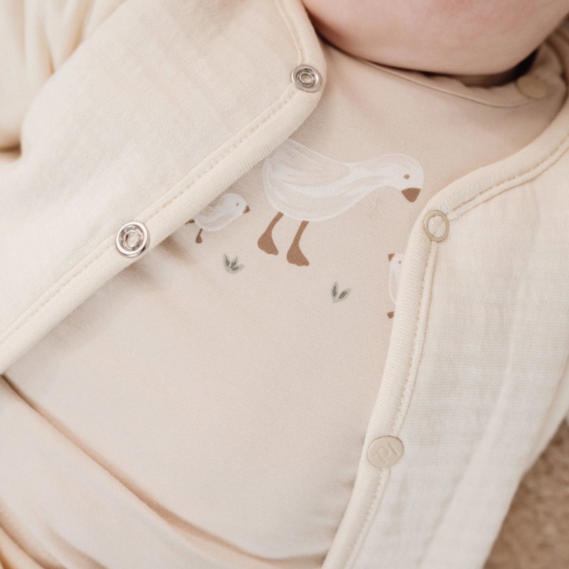 T-shirt lange mouw, zand -  Little Goose, Little Dutch