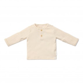 T-shirt lange mouw, soft beige stripe -  Little Goose, Little Dutch