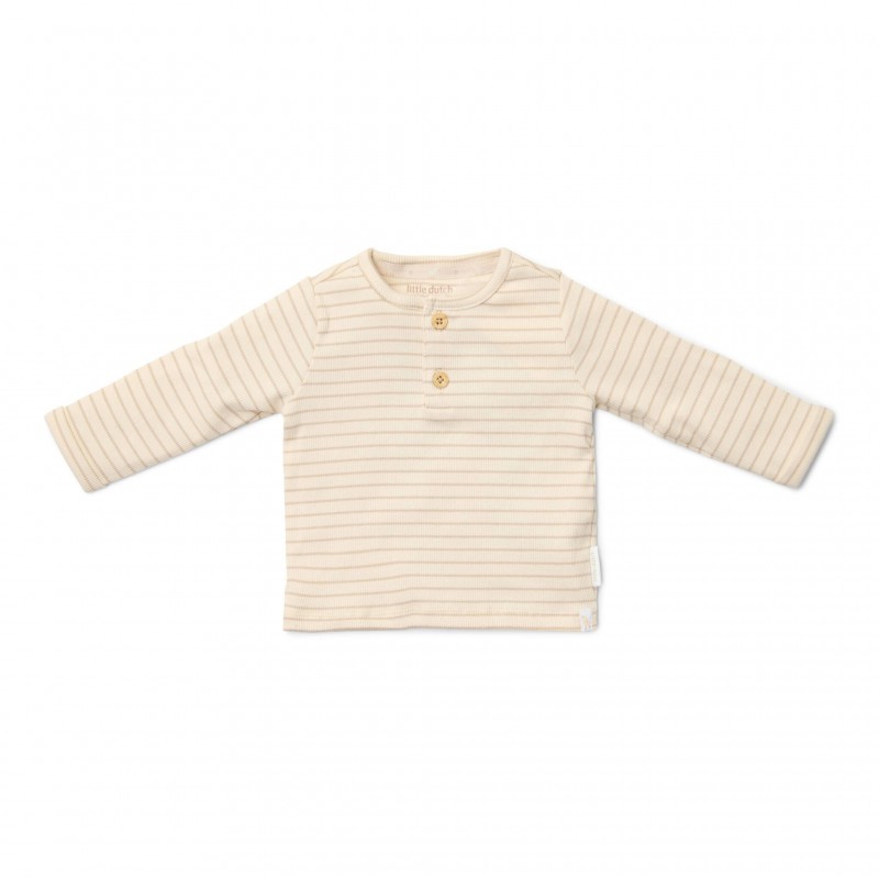 T-shirt lange mouw, soft beige stripe -  Little Goose, Little Dutch