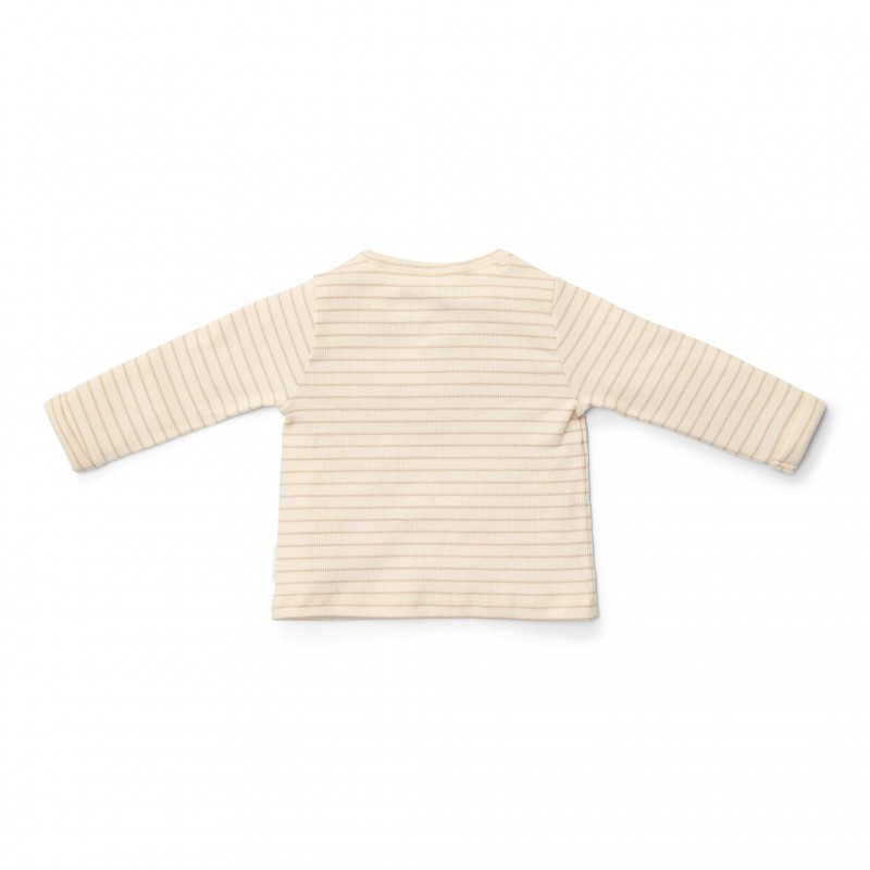 T-shirt lange mouw, soft beige stripe -  Little Goose, Little Dutch