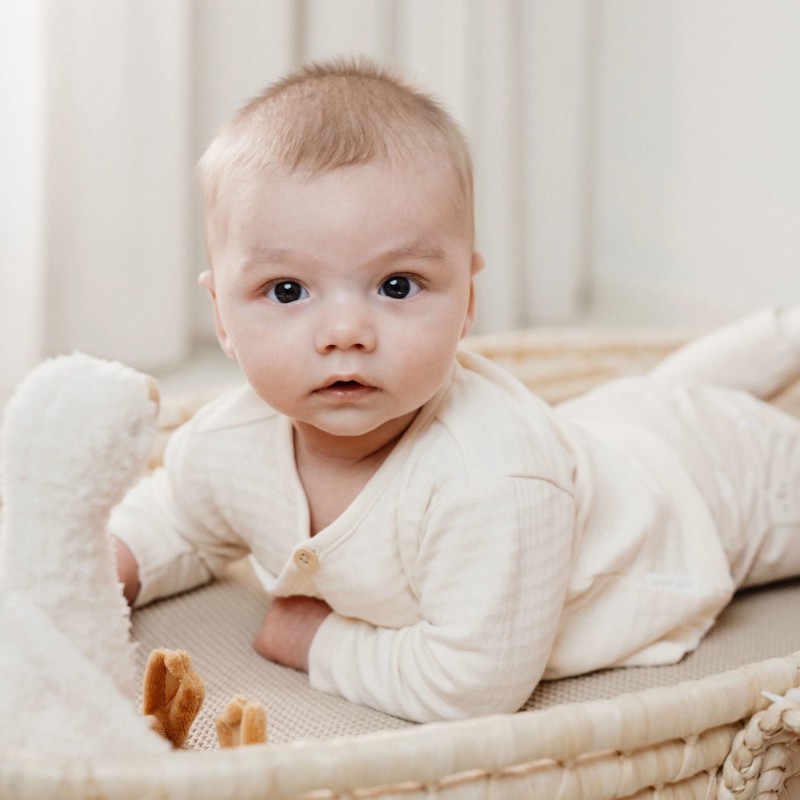 T-shirt overslag lange mouw, creme -  Little Goose, Little Dutch