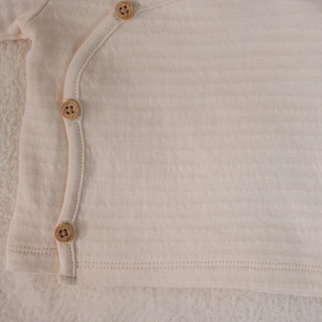 T-shirt overslag lange mouw, creme -  Little Goose, Little Dutch
