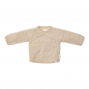 Gebreid vestje overslag, soft beige melee -  Little Goose, Little Dutch