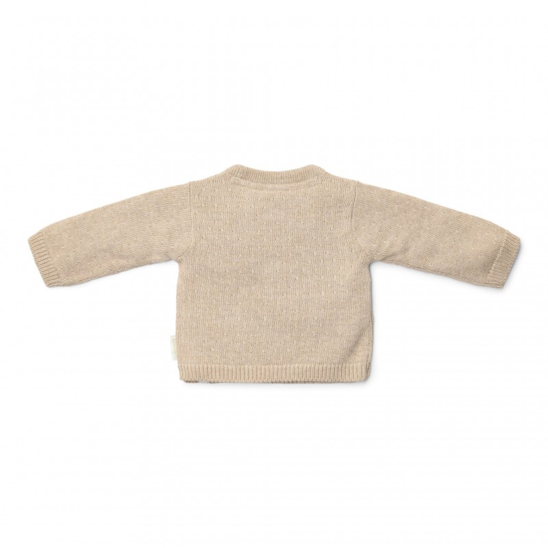 Gebreid vestje overslag, soft beige melee -  Little Goose, Little Dutch