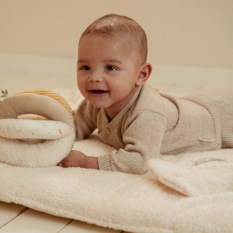 Gebreid vestje overslag, soft beige melee -  Little Goose, Little Dutch