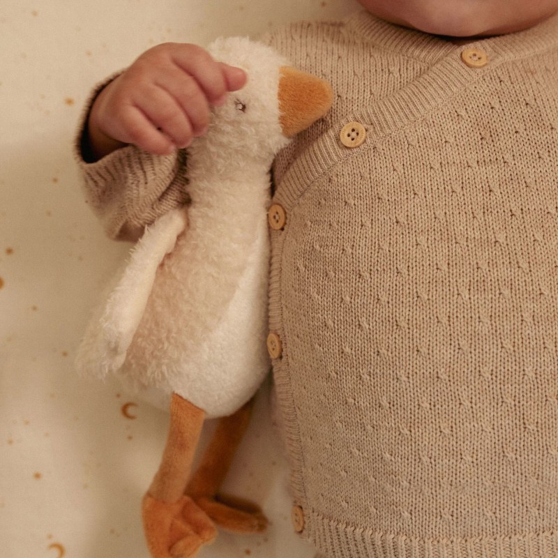 Gebreid vestje overslag, soft beige melee -  Little Goose, Little Dutch