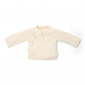 Gebreid vestje overslag, off white -  Little Goose, Little Dutch