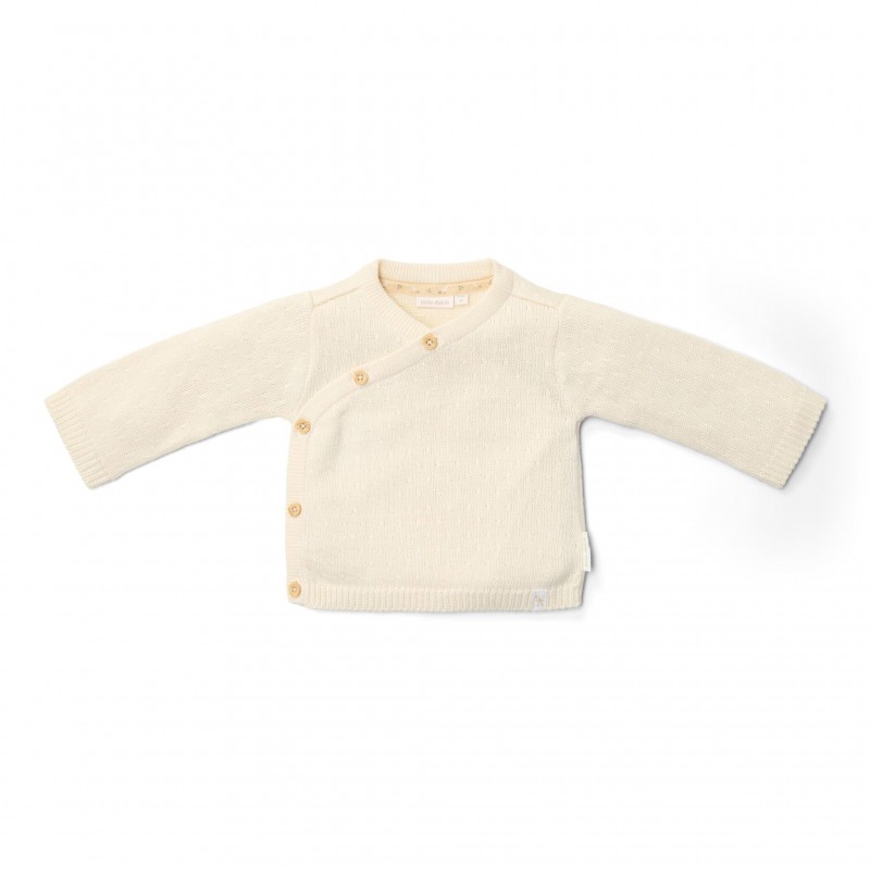 Gebreid vestje overslag, off white -  Little Goose, Little Dutch
