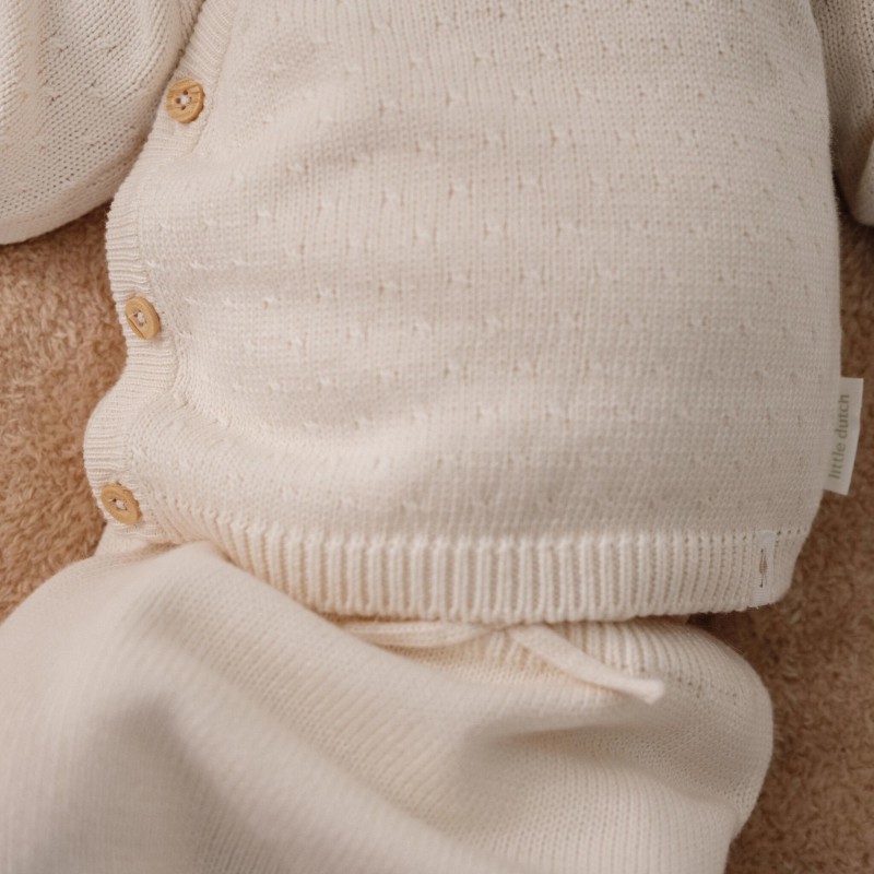 Gebreid vestje overslag, off white -  Little Goose, Little Dutch