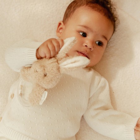 Gebreid vestje overslag, off white -  Little Goose, Little Dutch