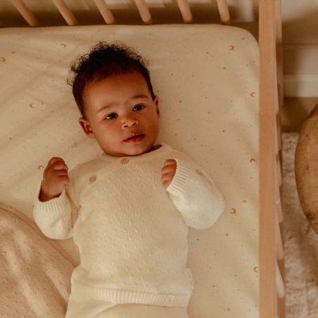 Gebreid vestje overslag, off white -  Little Goose, Little Dutch