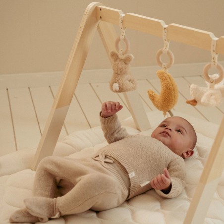 Gebreide broek, soft beige melee -  Little Goose, Little Dutch