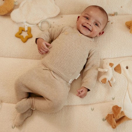 Gebreide broek, soft beige melee -  Little Goose, Little Dutch