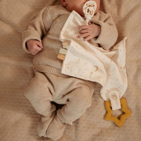 Gebreide broek, soft beige melee -  Little Goose, Little Dutch